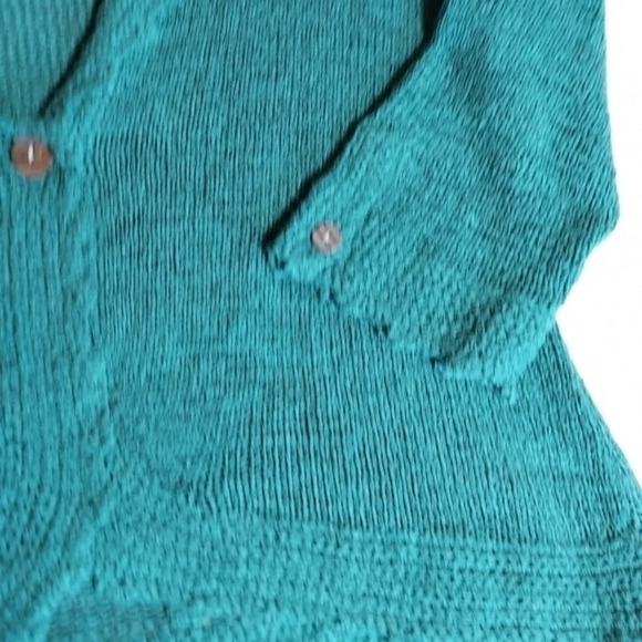 Coldwater Creek Green One Button Cardigan Sweater Scalloped Edge Hemline - Picture 4 of 15
